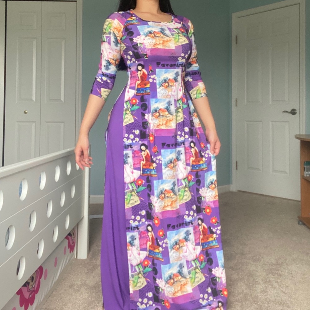 ✨Vietnamese Ao Dai Dress Graphic Formal Gown